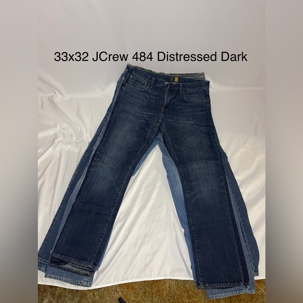 33x32 JCrew 484 Denim Distressed Dark Wash